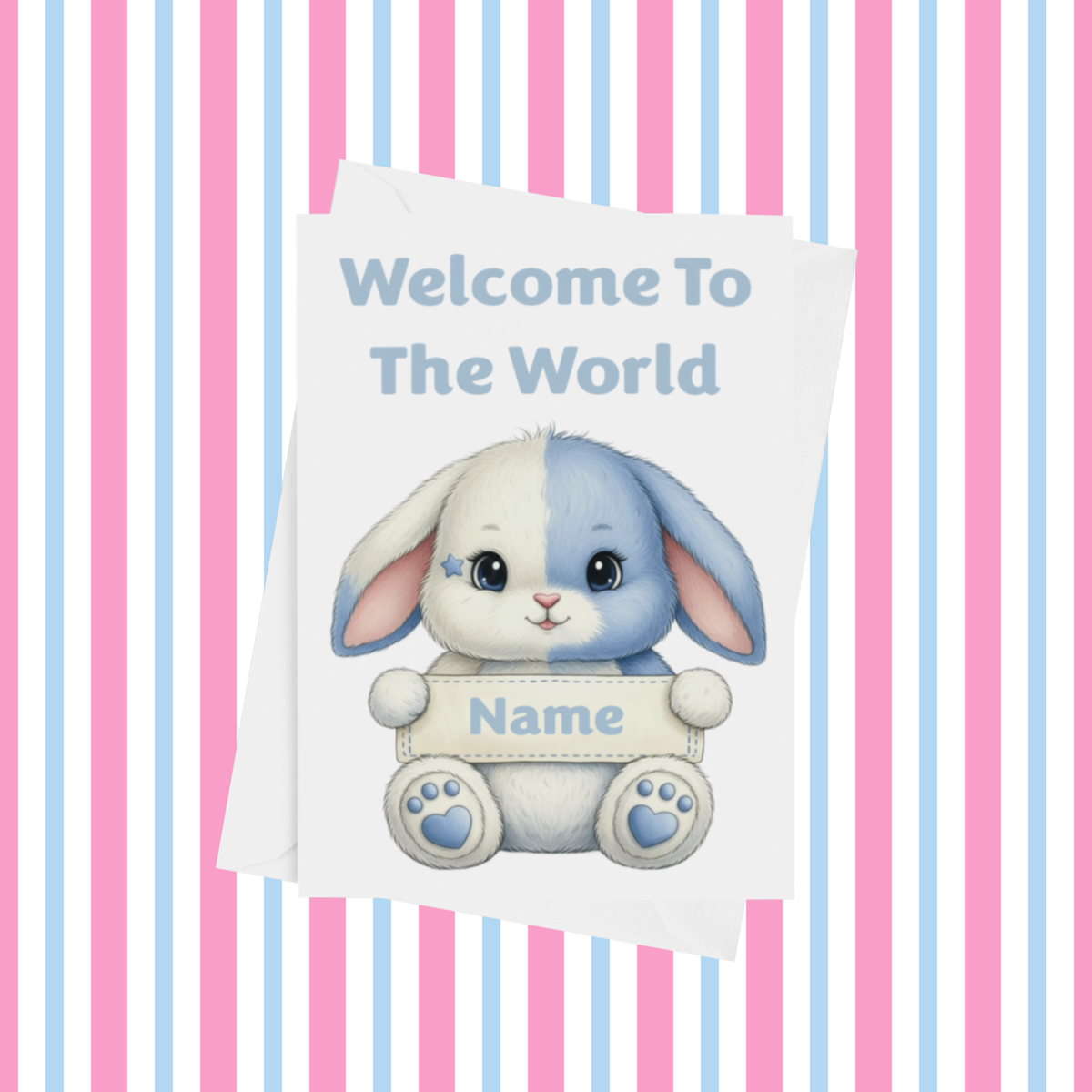 Welcome To The World Personalised Card for New Baby Animals with Blue Star