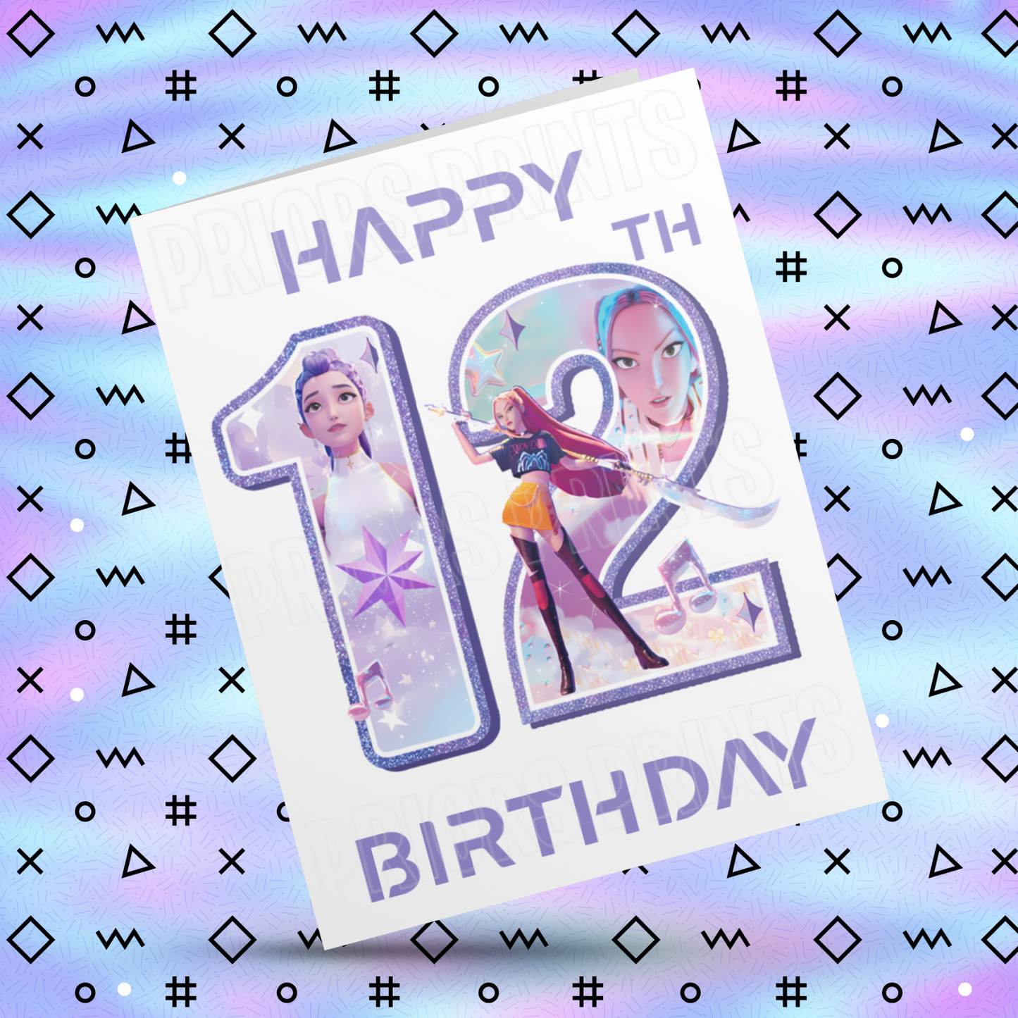 Personalised K Pop Demon Hunters Birthday Card with Age 4-19 Years