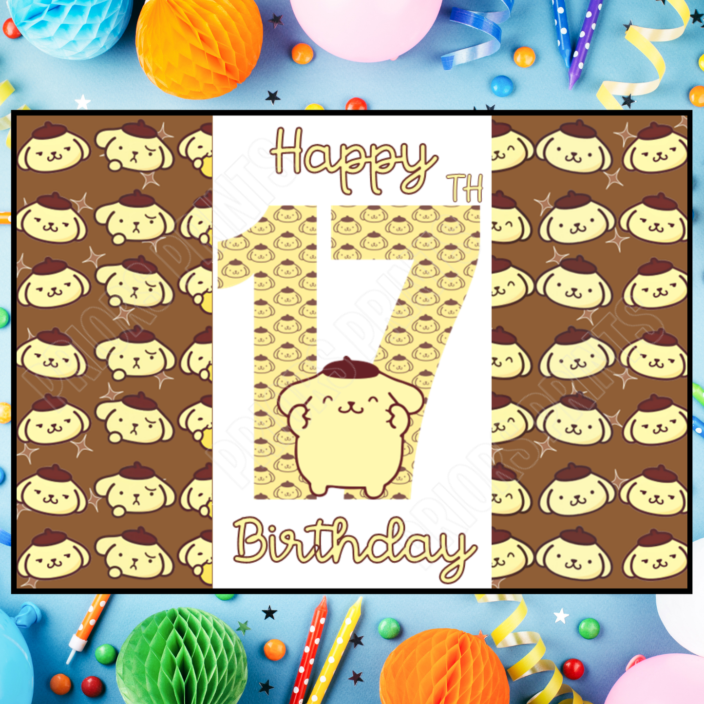Pompompurin Birthday Chocolate Bar Wrapper with Age 5-20 Years (Matches Cards)