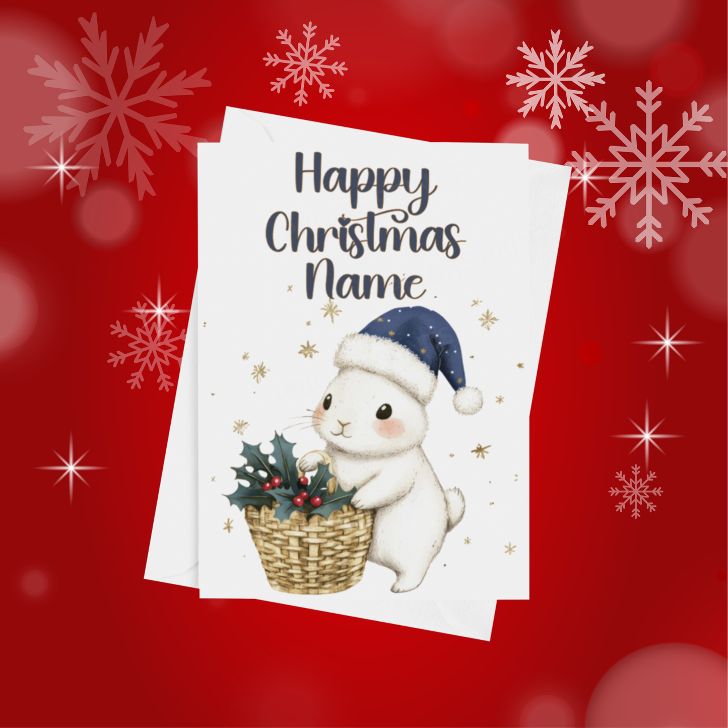 Cute Navy & Gold Personalised Christmas Card