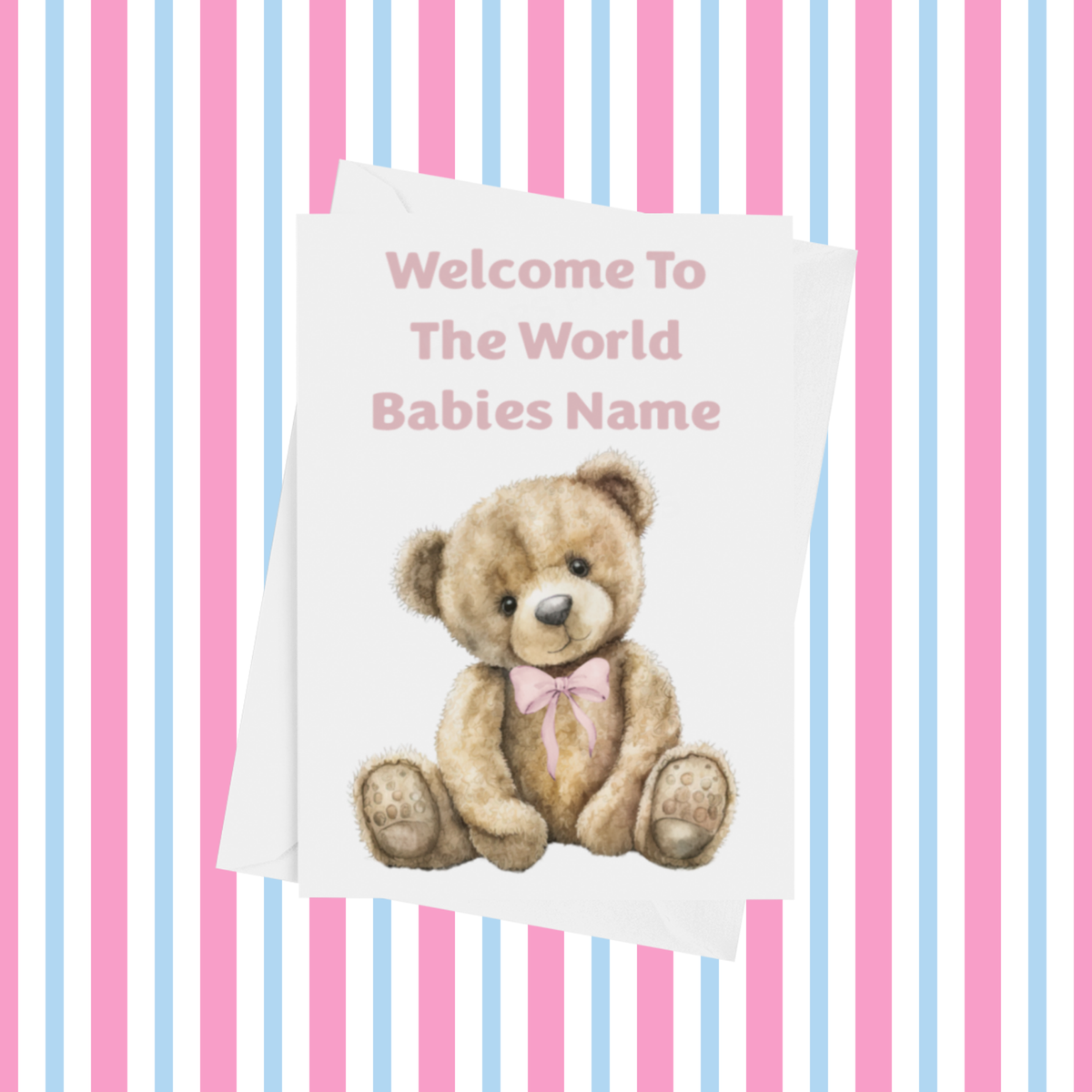Bear Welcome To The World Personalised Card for New Baby