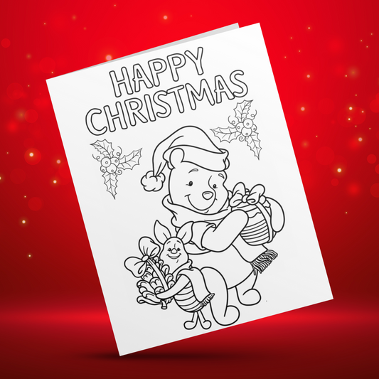 Colour Your Own Winnie The Pooh Christmas Card