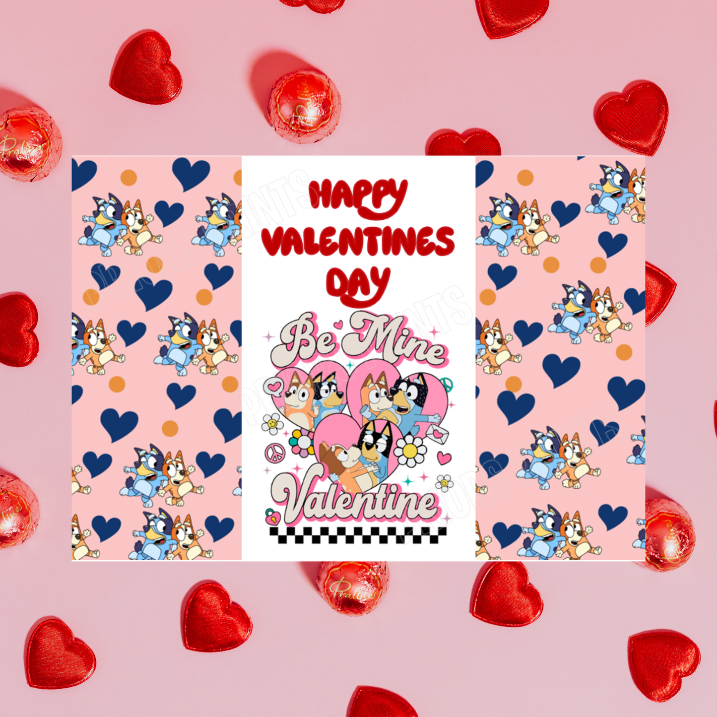 Bluey Valentines Chocolate Bar Wrapper