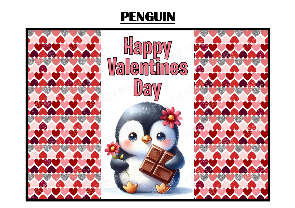 Cute Valentines Animals Chocolate Bar Wrappers