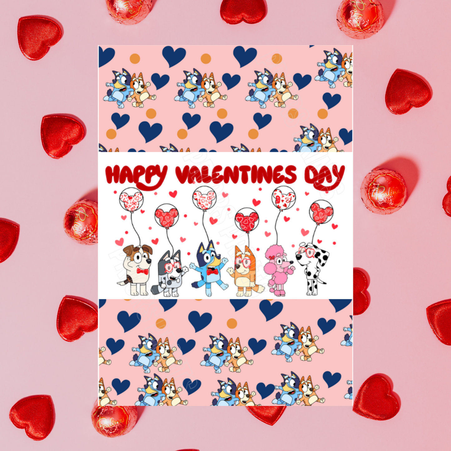 Bluey Valentines Chocolate Bar Wrapper