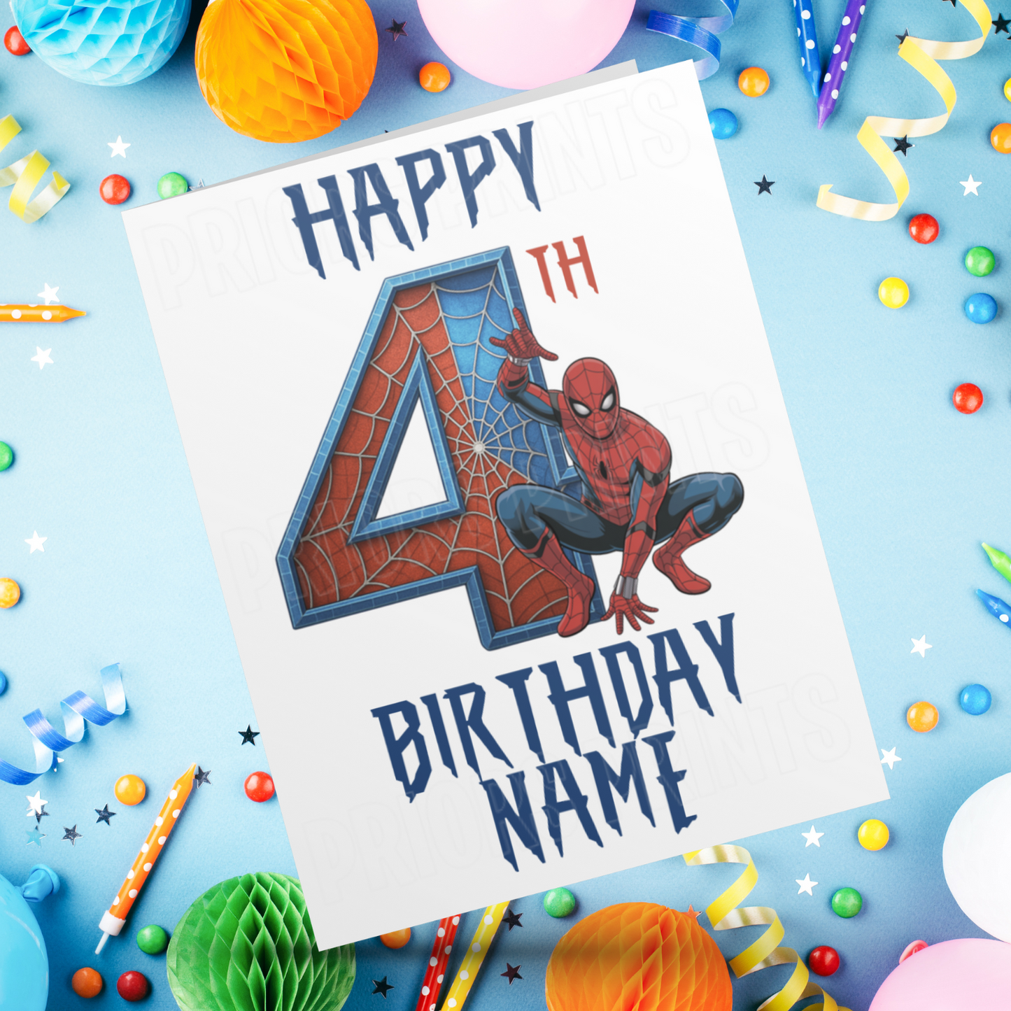 Personalised Spiderman Birthday Card with Age 3-13 Years (Marvel)