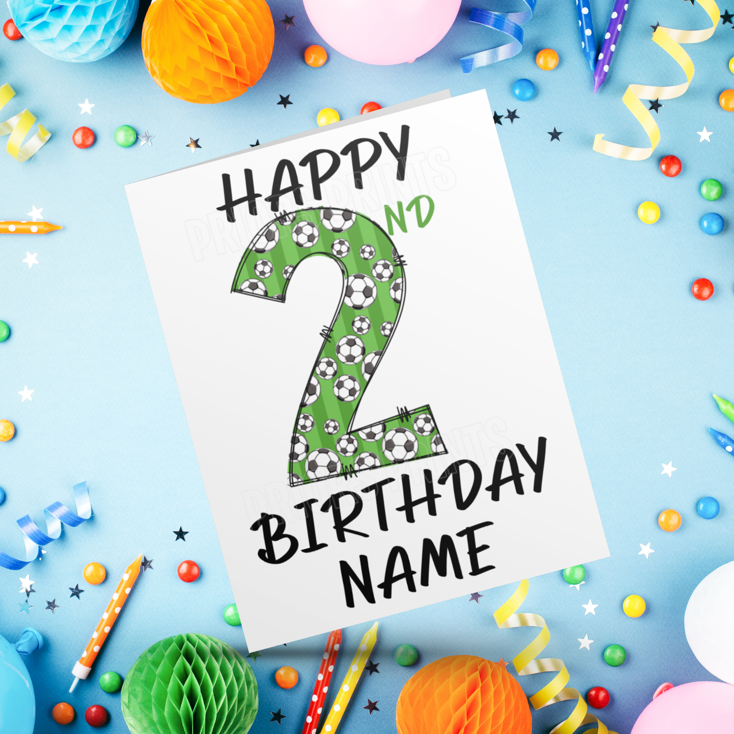 Personalised Green Football Birthday Card with age 1-20