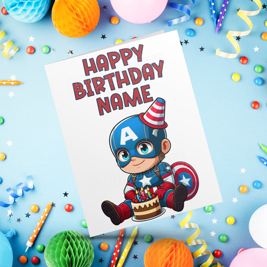 Cute Superhero Personalised Birthday Card I Marvel