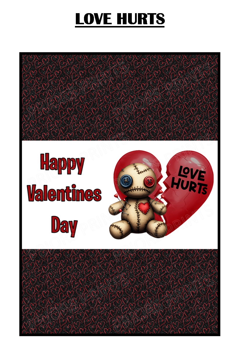 Voodoo Dolls Valentines Chocolate Bar Wrappers