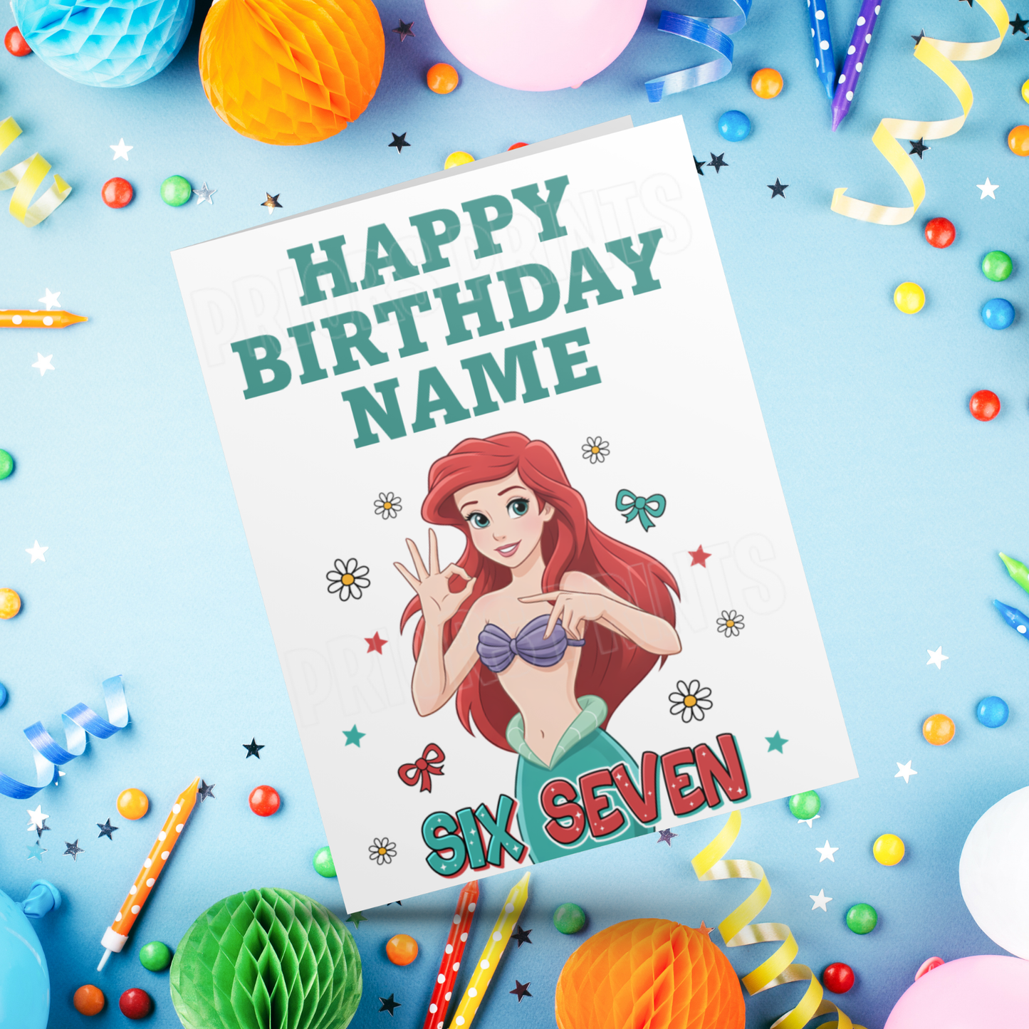 Princess Six Seven Personalised Birthday Card I Disney