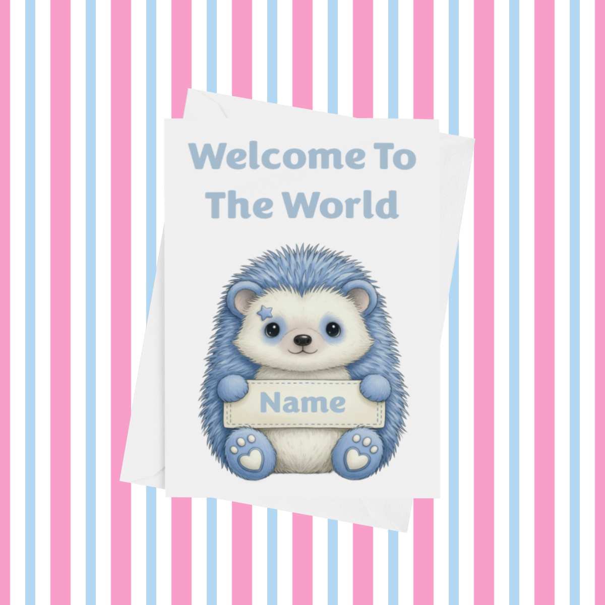 Welcome To The World Personalised Card for New Baby Animals with Blue Star