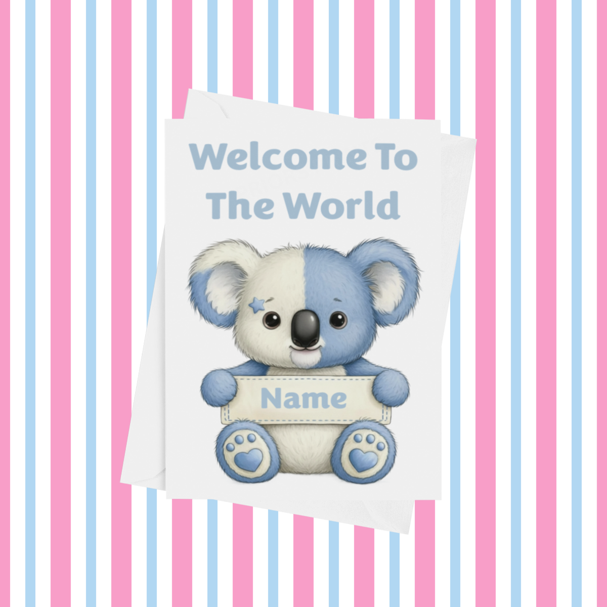 Welcome To The World Personalised Card for New Baby Animals with Blue Star
