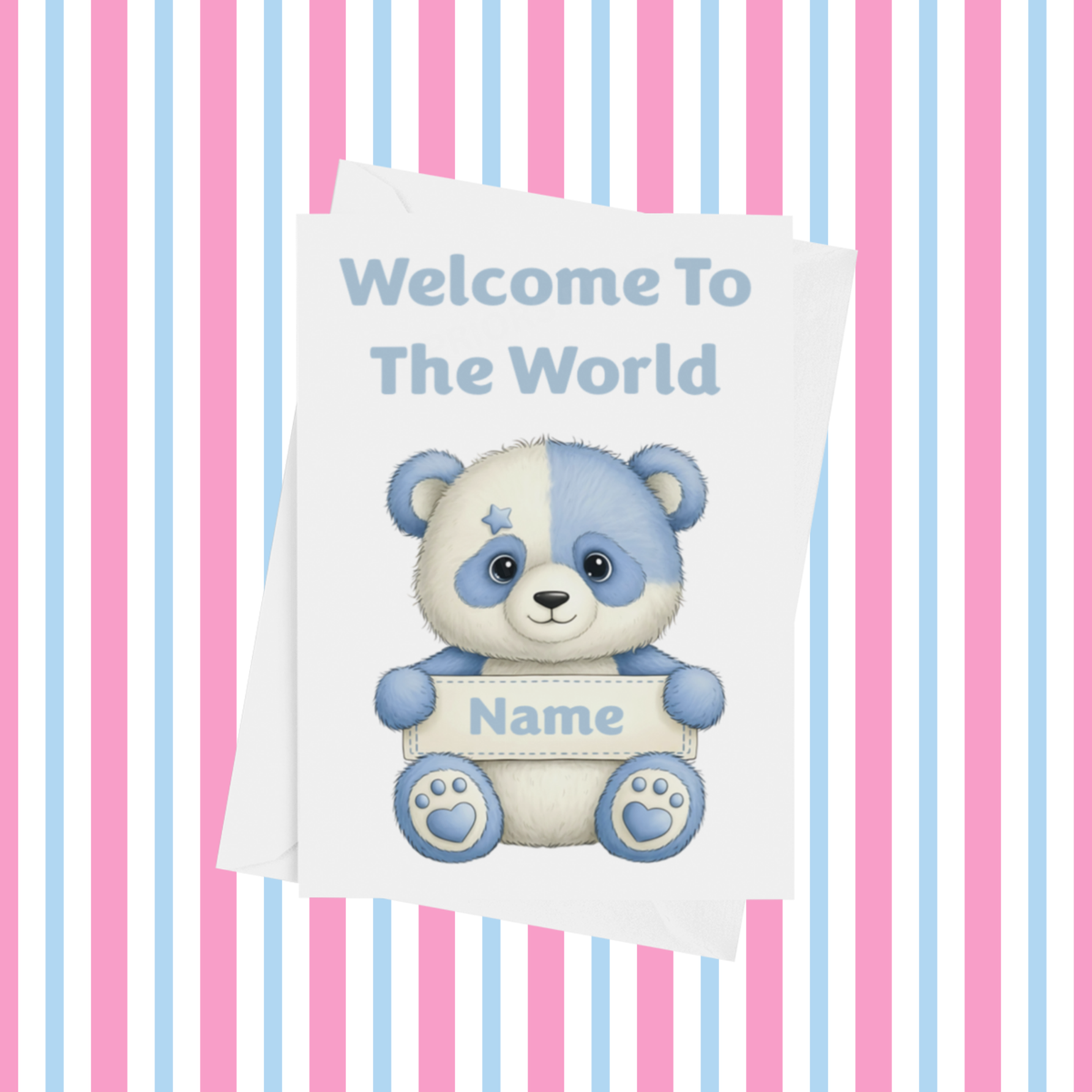 Welcome To The World Personalised Card for New Baby Animals with Blue Star
