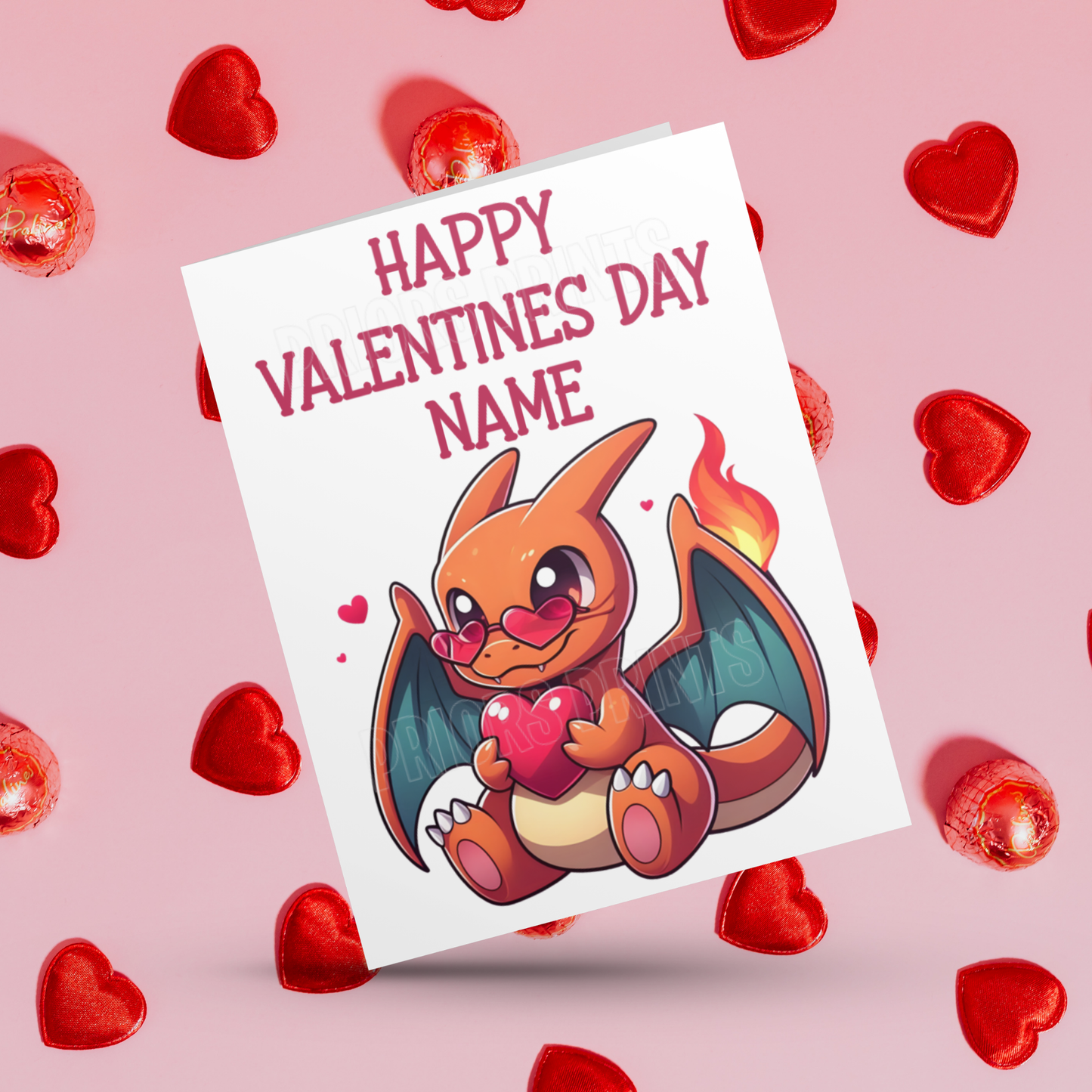 Personalised Pokemon Valentines Day Card I Pikachu I Gengar I Charizard I Eevee