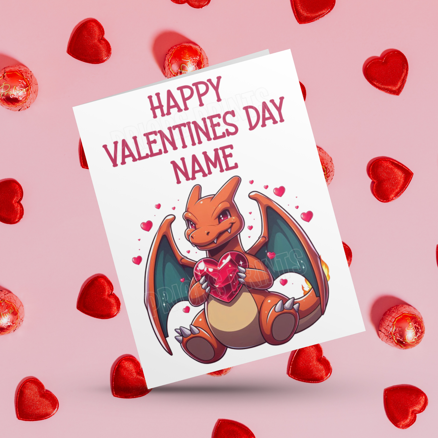 Personalised Pokemon Valentines Day Card I Pikachu I Gengar I Charizard I Eevee