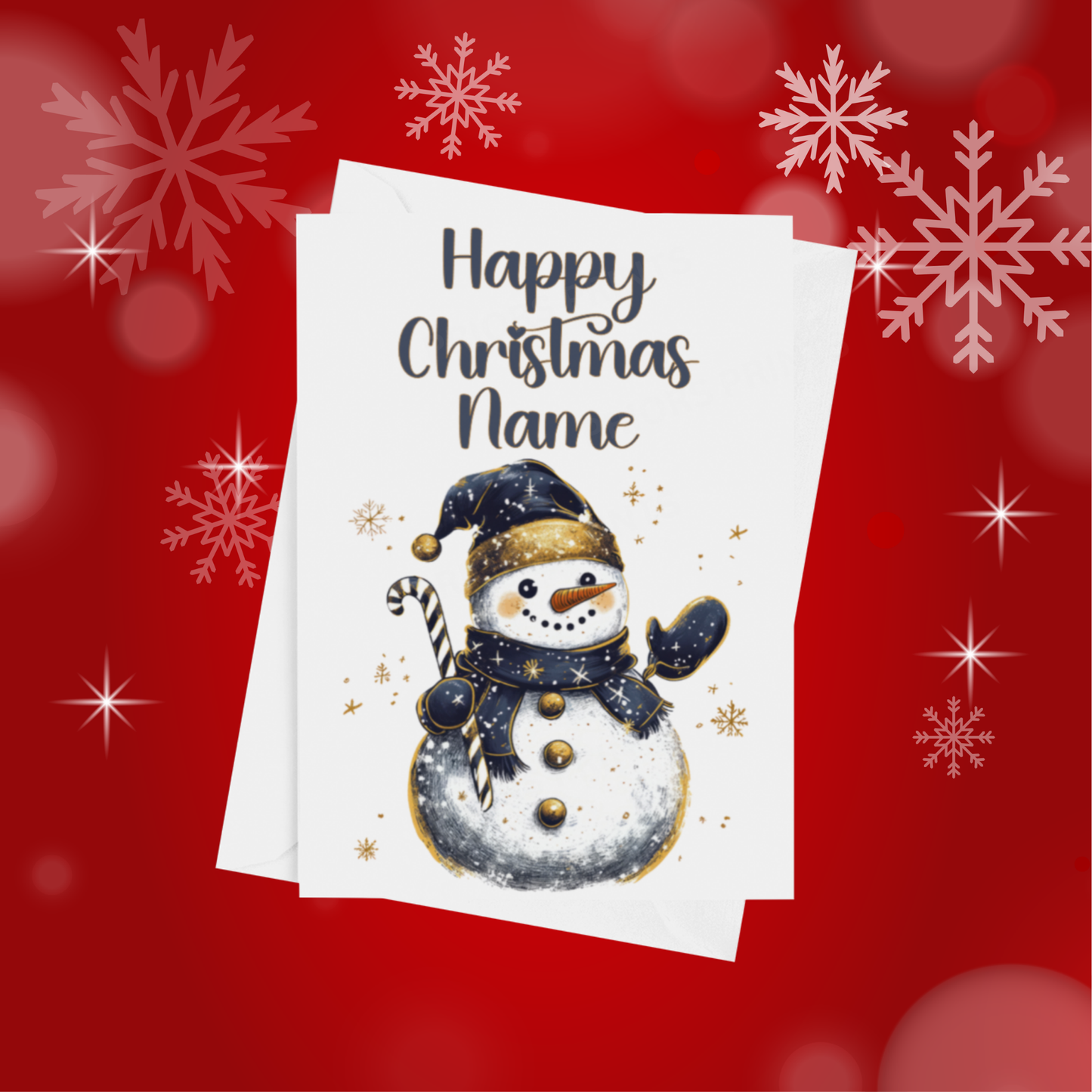 Cute Navy & Gold Personalised Christmas Card