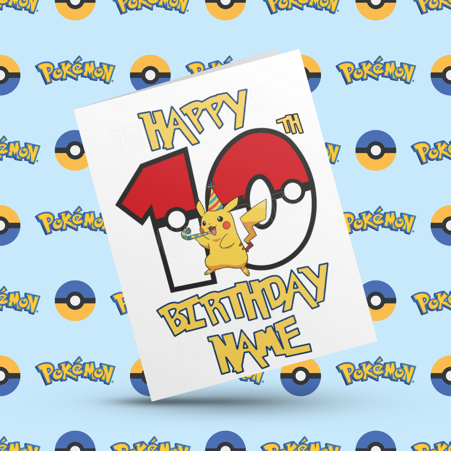 Personalised Pokemon Birthday Card with Age 1-20 Years (Pikachu)