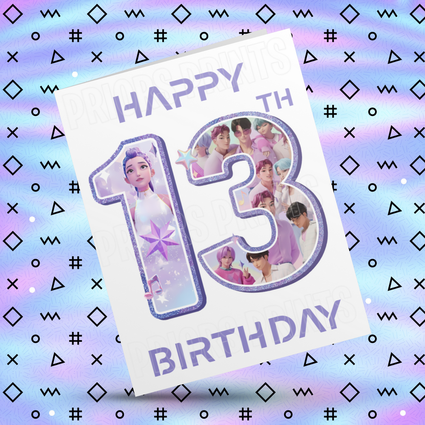 Personalised K Pop Demon Hunters Birthday Card with Age 4-19 Years