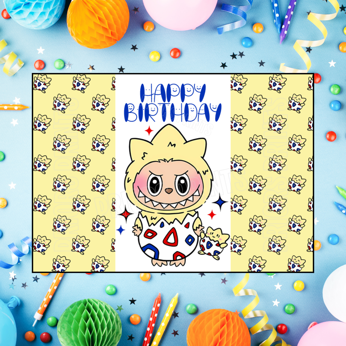 Labubu Dressed as Pokemon Characters Birthday Chocolate Bar Wrappers