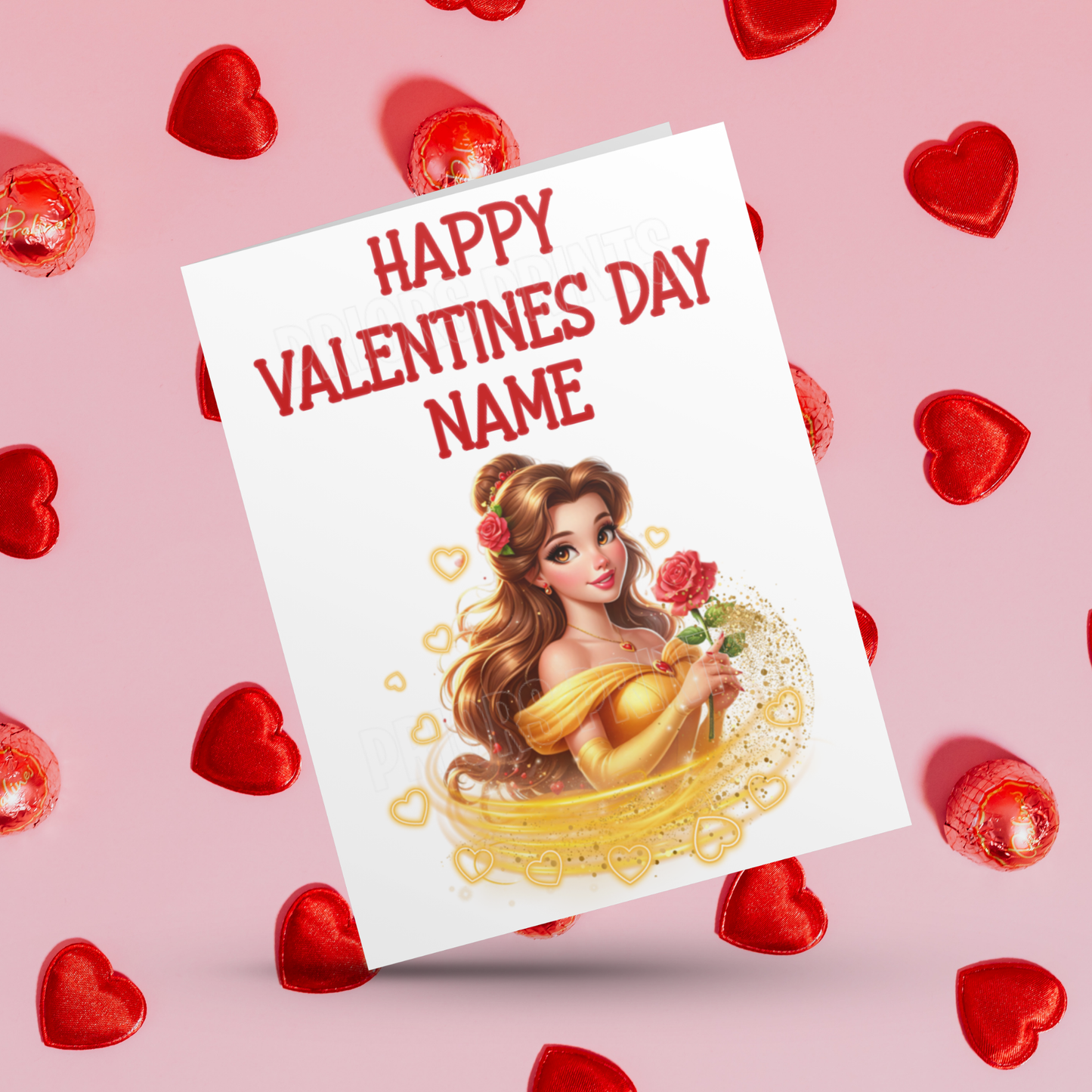 Princess Personalised Valentines Day Card  Anna  Belle  Cinderella  Merida Elsa  Jasmine  Ariel Mulan  Rapunzel  Snow White Sleeping Beauty