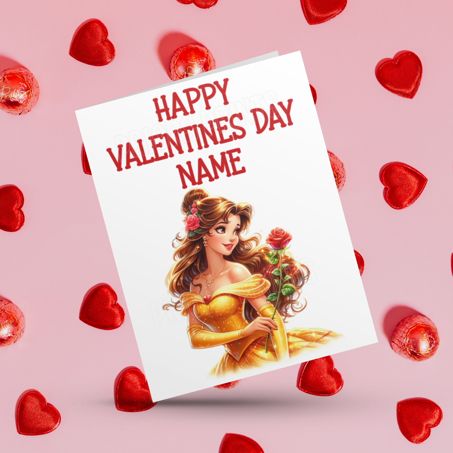 Princess Personalised Valentines Day Card  Anna  Belle  Cinderella  Merida Elsa  Jasmine  Ariel Mulan  Rapunzel  Snow White Sleeping Beauty
