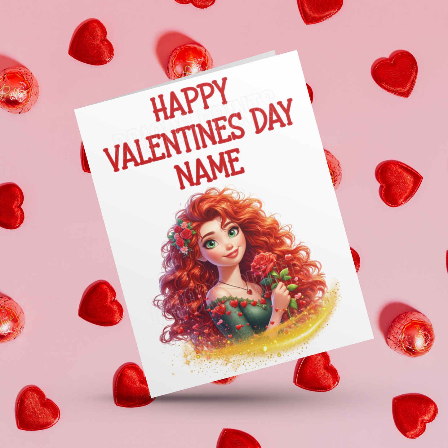 Princess Personalised Valentines Day Card  Anna  Belle  Cinderella  Merida Elsa  Jasmine  Ariel Mulan  Rapunzel  Snow White Sleeping Beauty
