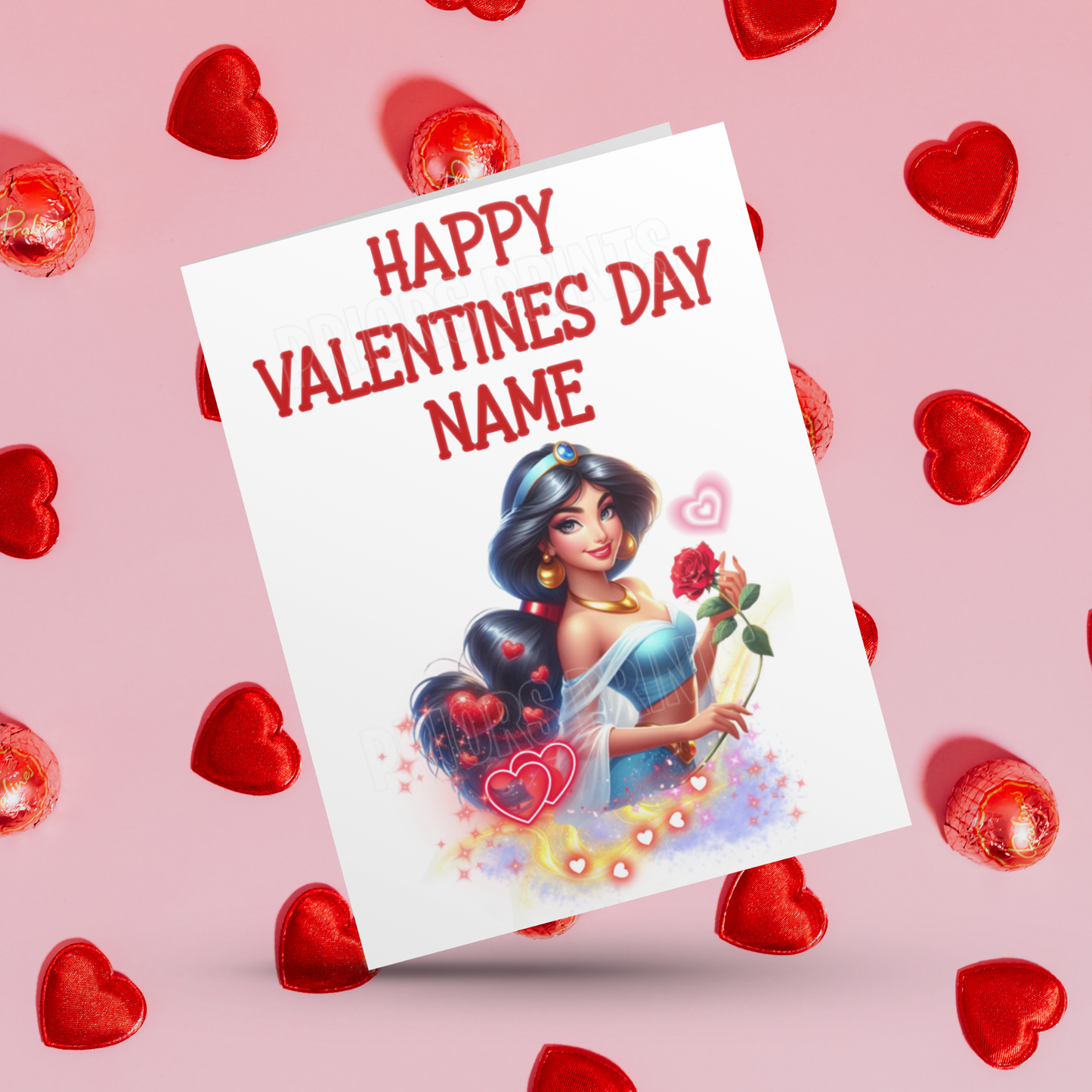 Princess Personalised Valentines Day Card  Anna  Belle  Cinderella  Merida Elsa  Jasmine  Ariel Mulan  Rapunzel  Snow White Sleeping Beauty