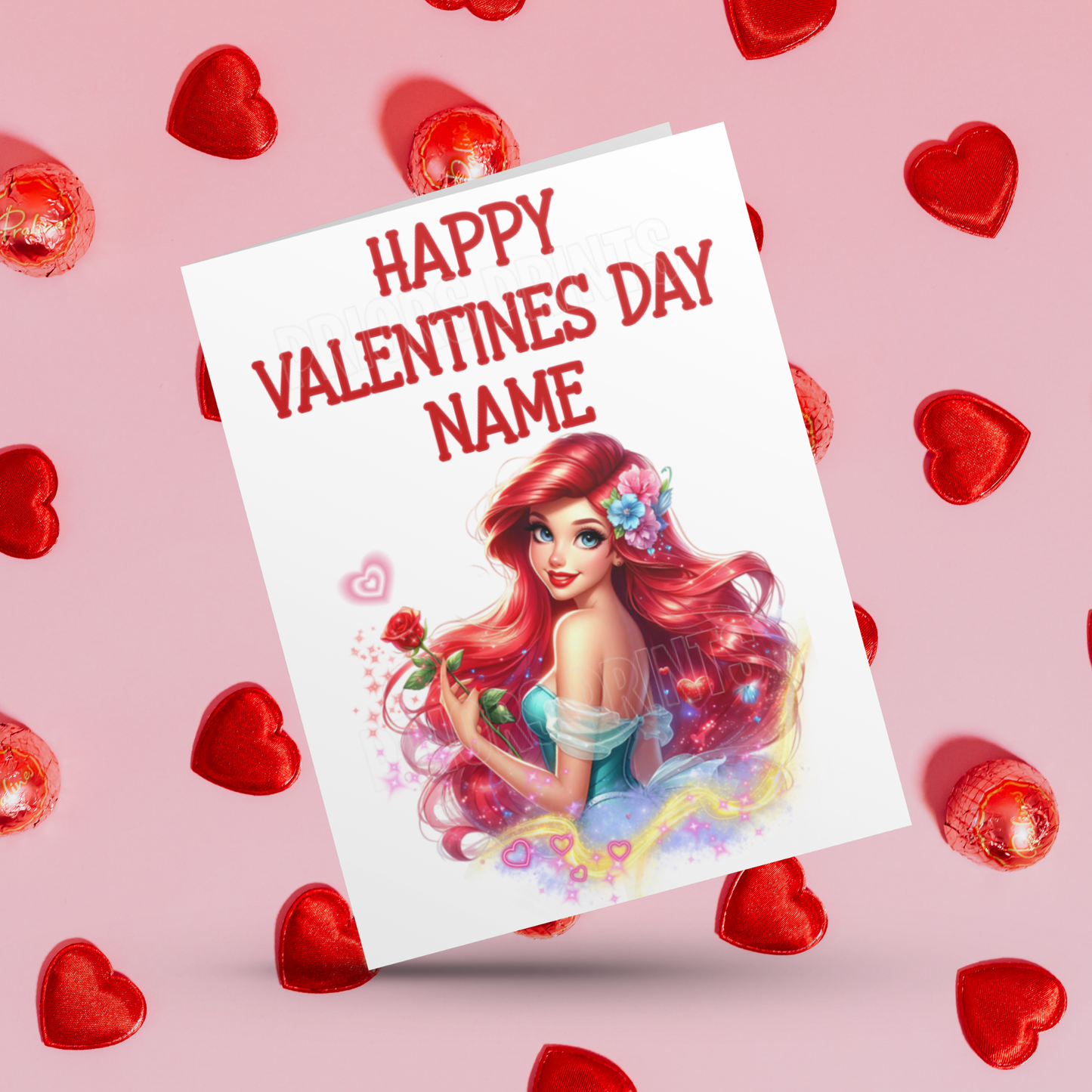 Princess Personalised Valentines Day Card  Anna  Belle  Cinderella  Merida Elsa  Jasmine  Ariel Mulan  Rapunzel  Snow White Sleeping Beauty