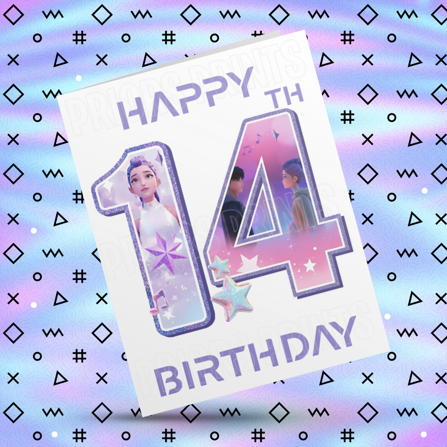 Personalised K Pop Demon Hunters Birthday Card with Age 4-19 Years