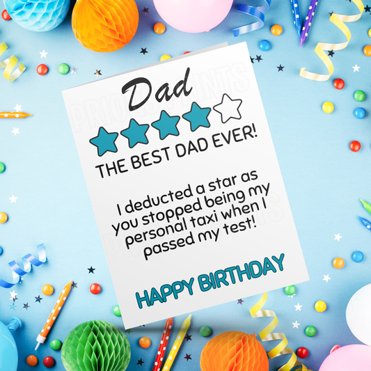 Funny 5 Star Funny Birthday Card for Dad