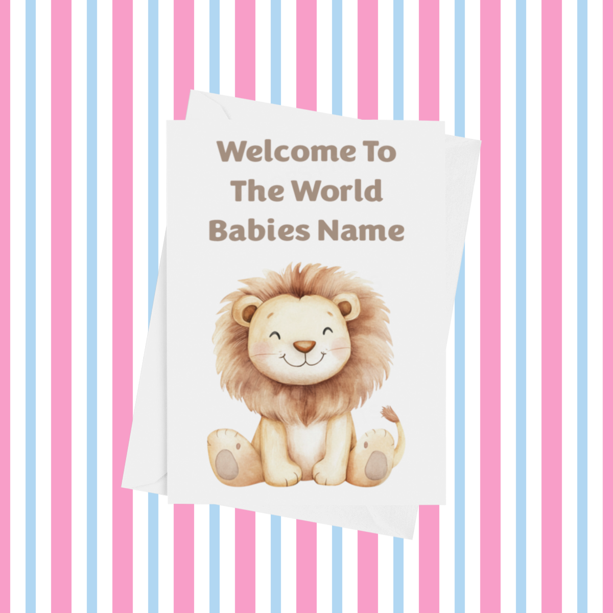 Cute Animals Welcome To The World Personalised Card for New Baby