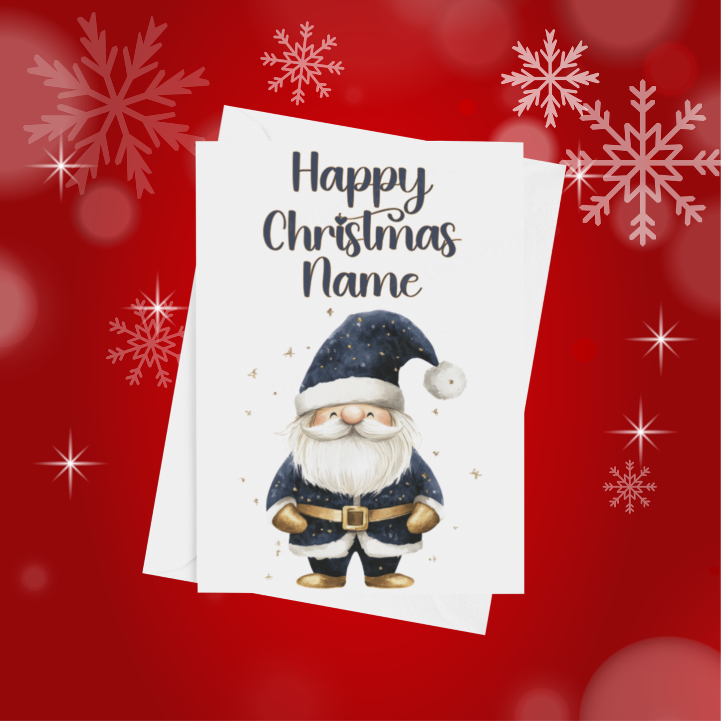 Cute Navy & Gold Personalised Christmas Card