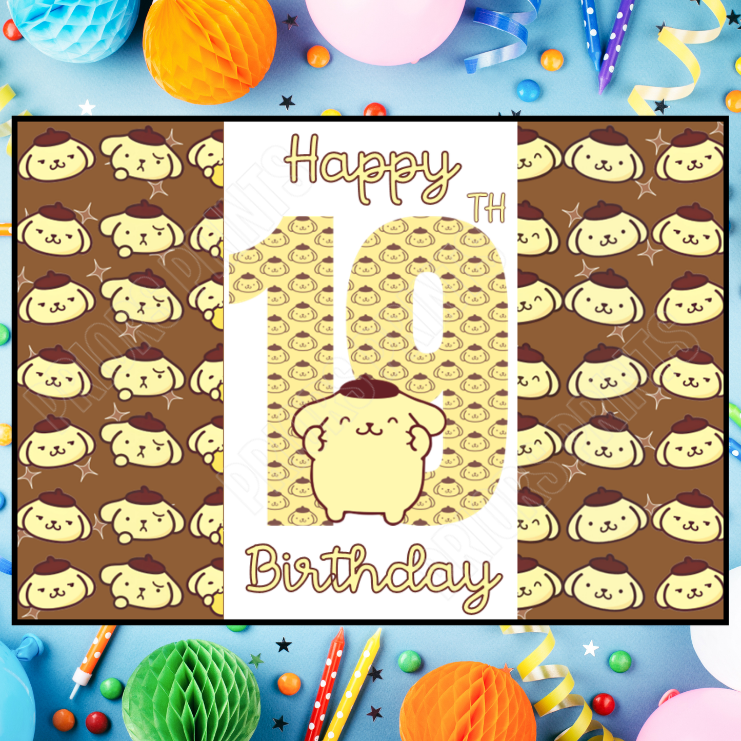 Pompompurin Birthday Chocolate Bar Wrapper with Age 5-20 Years (Matches Cards)