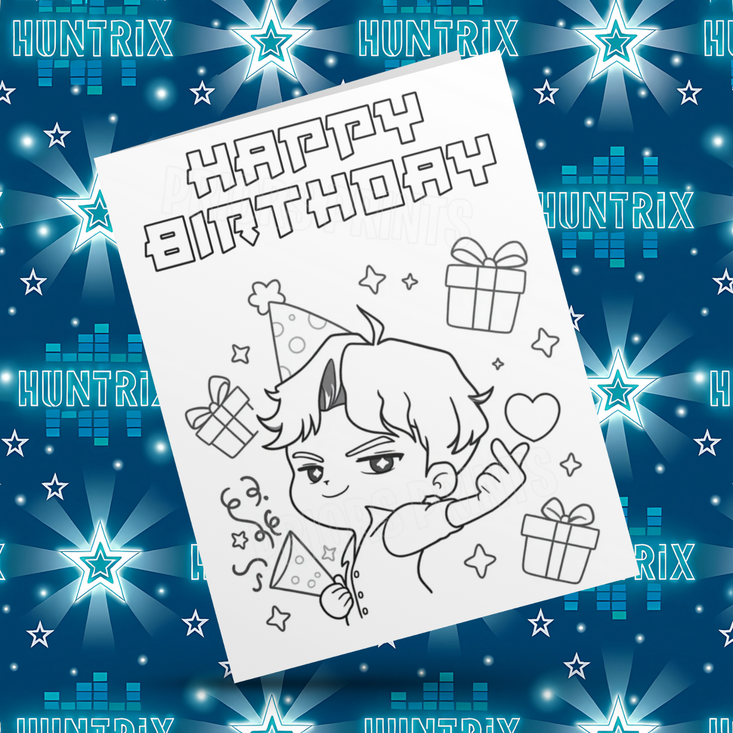 K-Pop Demon Hunters Colour Your Own Birthday Card