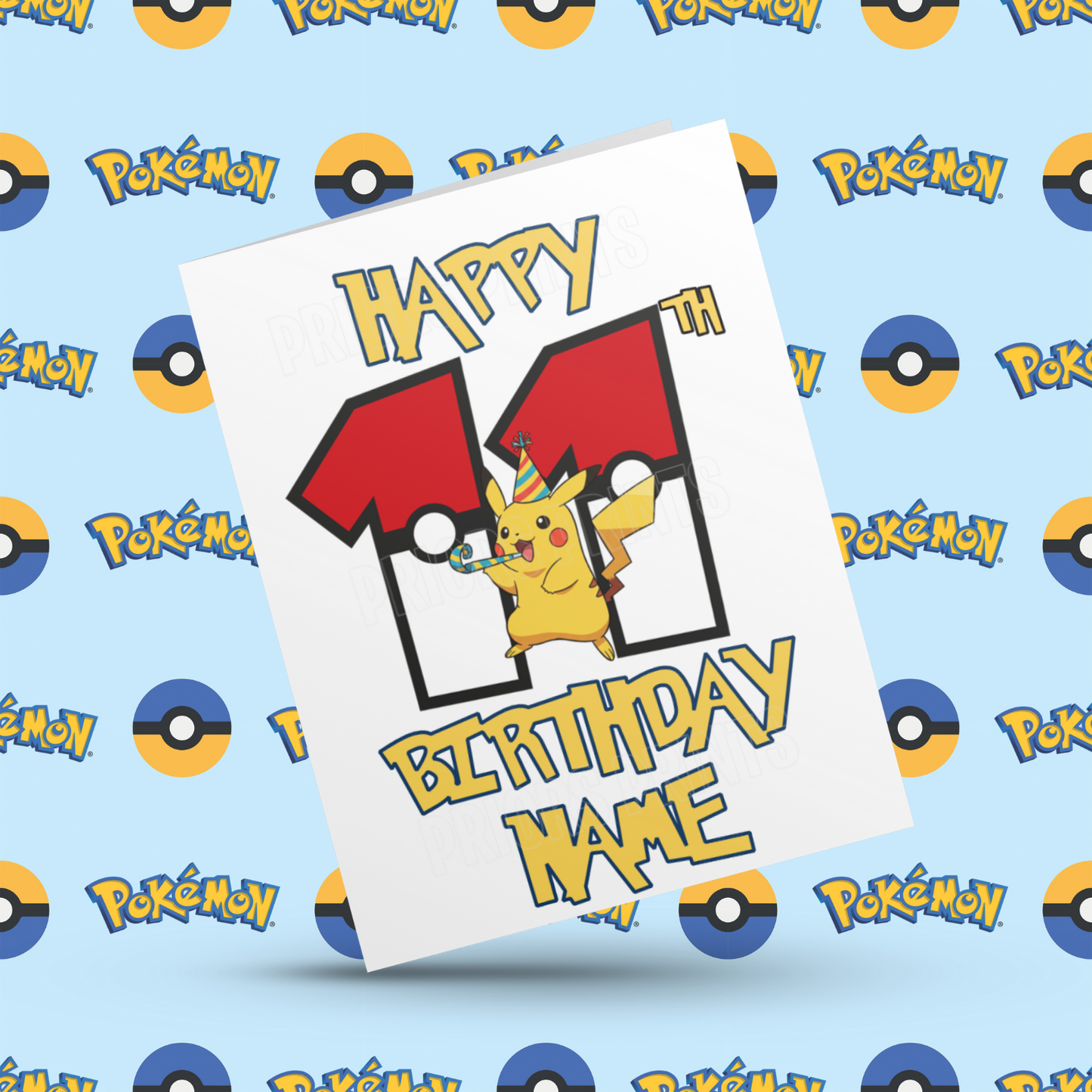 Personalised Pokemon Birthday Card with Age 1-20 Years (Pikachu)
