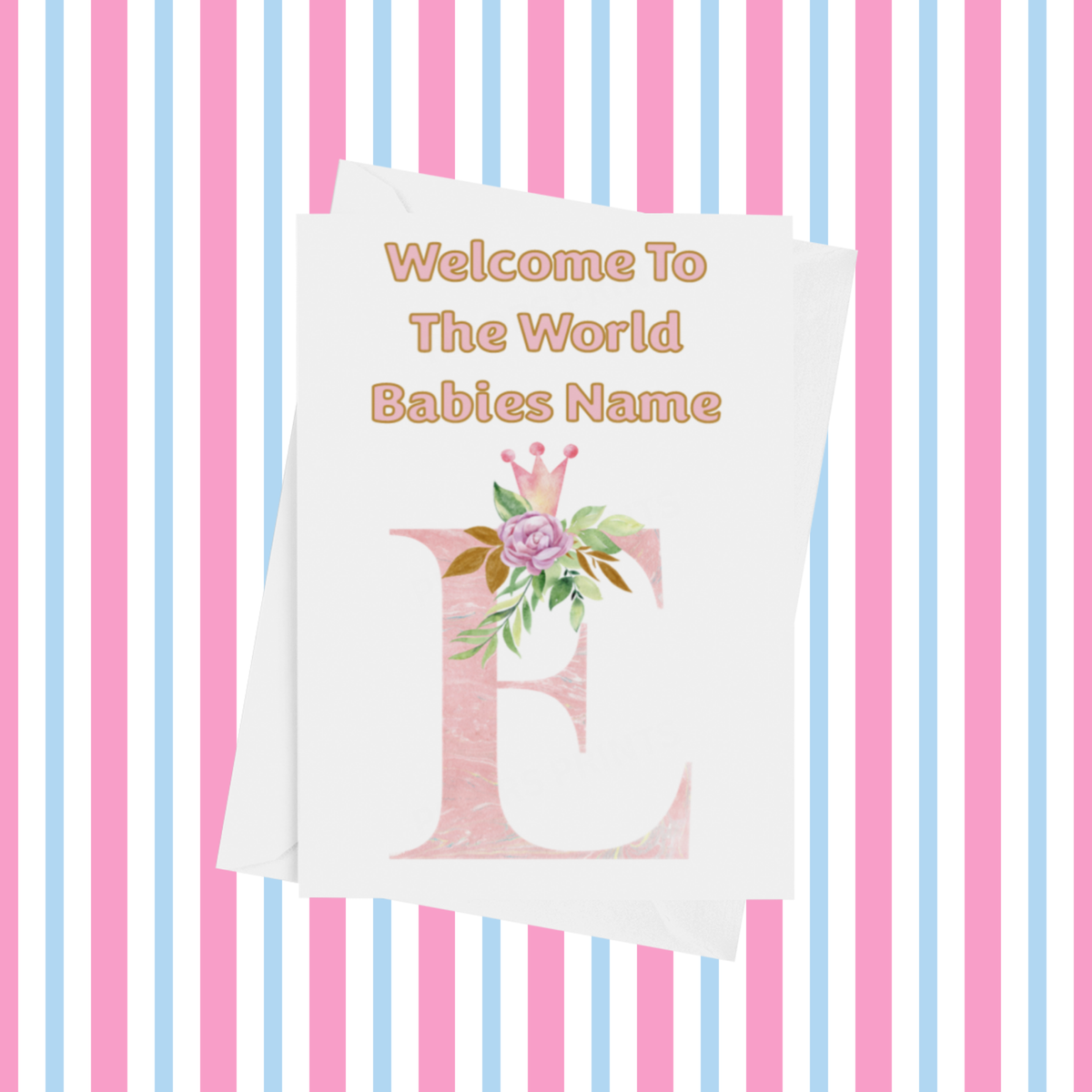 Welcome To The World Pink Crown Personalised Card for New Baby
