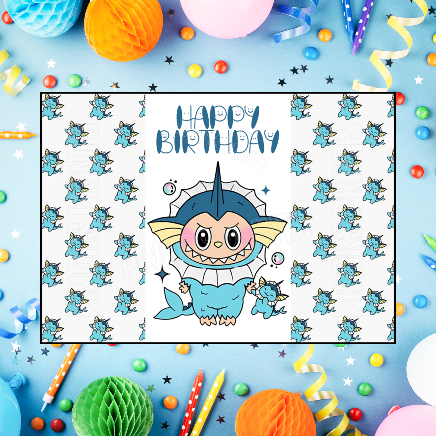 Labubu Dressed as Pokemon Characters Birthday Chocolate Bar Wrappers