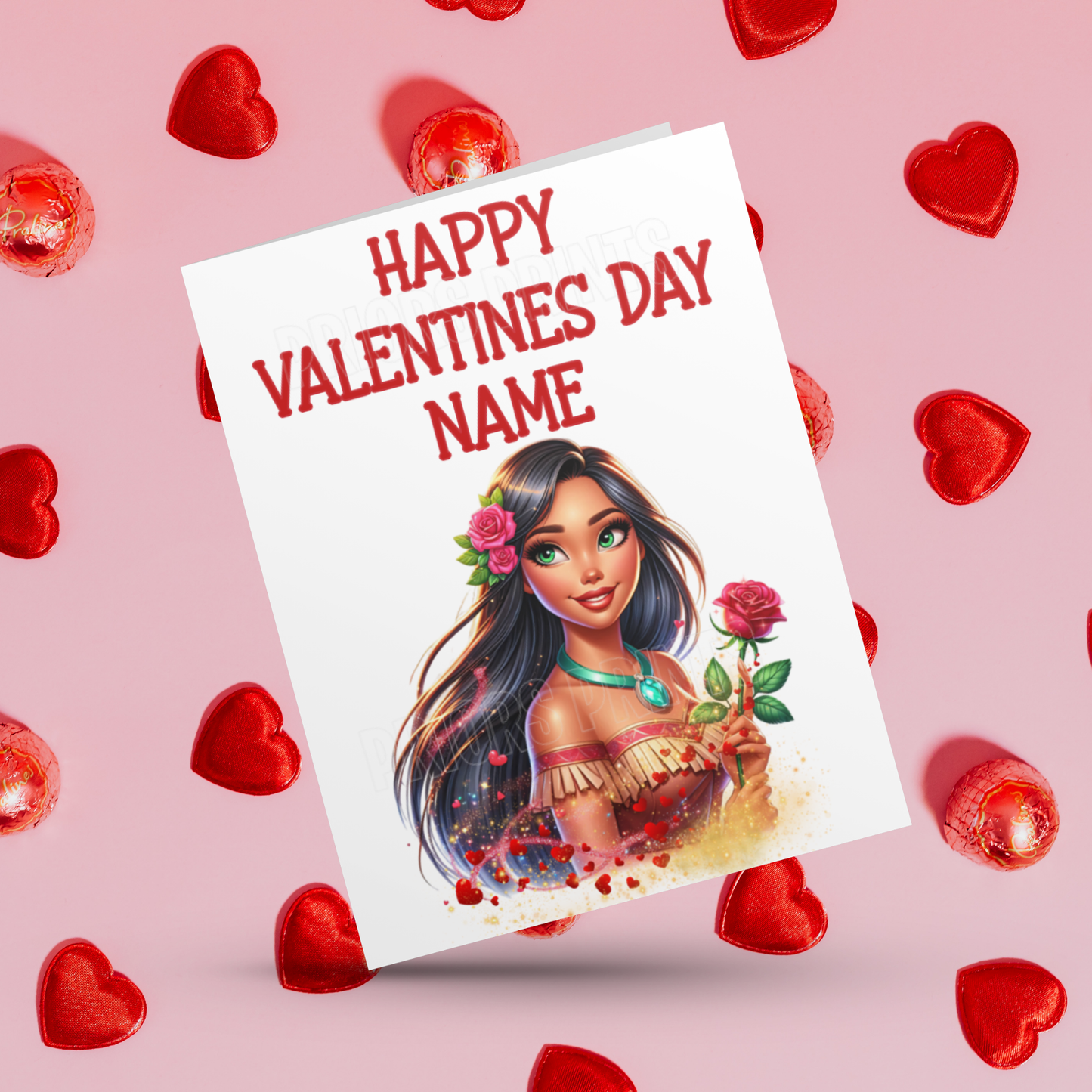 Princess Personalised Valentines Day Card  Anna  Belle  Cinderella  Merida Elsa  Jasmine  Ariel Mulan  Rapunzel  Snow White Sleeping Beauty