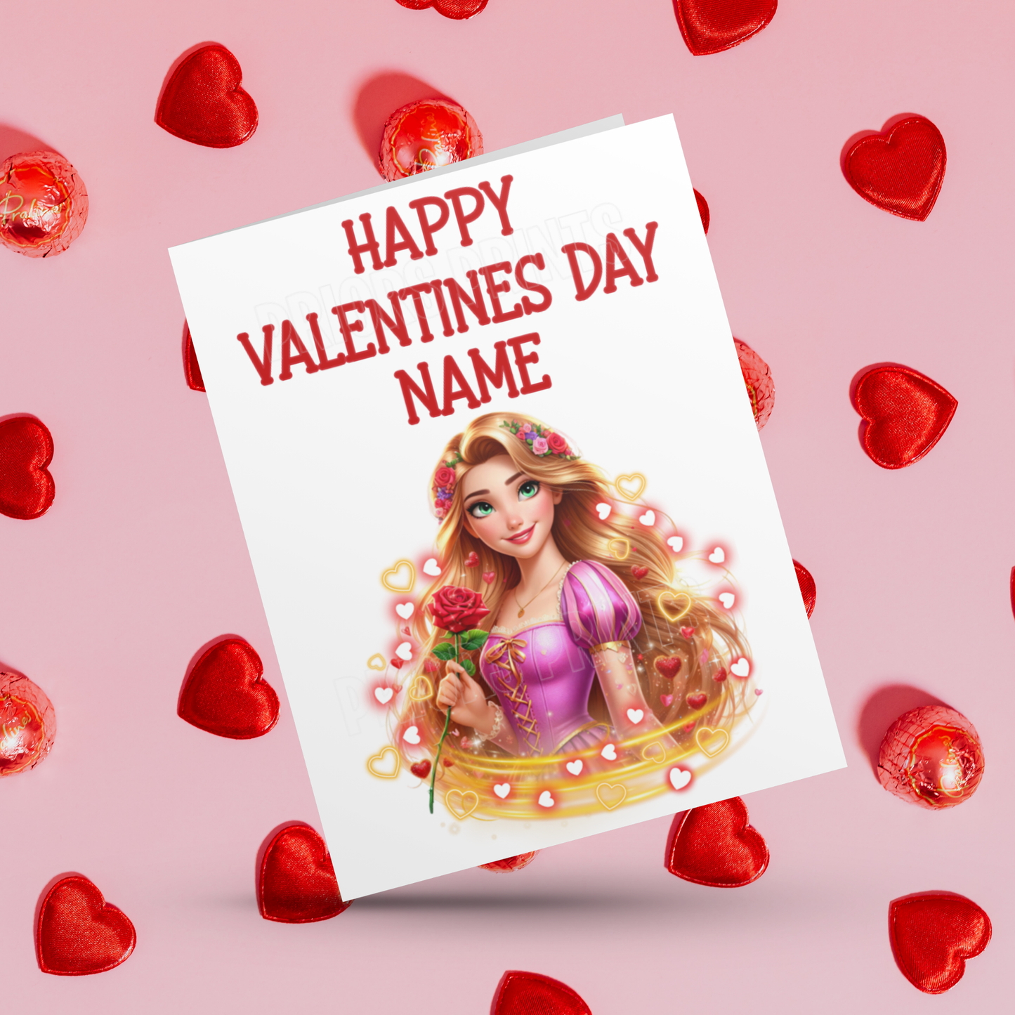 Princess Personalised Valentines Day Card  Anna  Belle  Cinderella  Merida Elsa  Jasmine  Ariel Mulan  Rapunzel  Snow White Sleeping Beauty