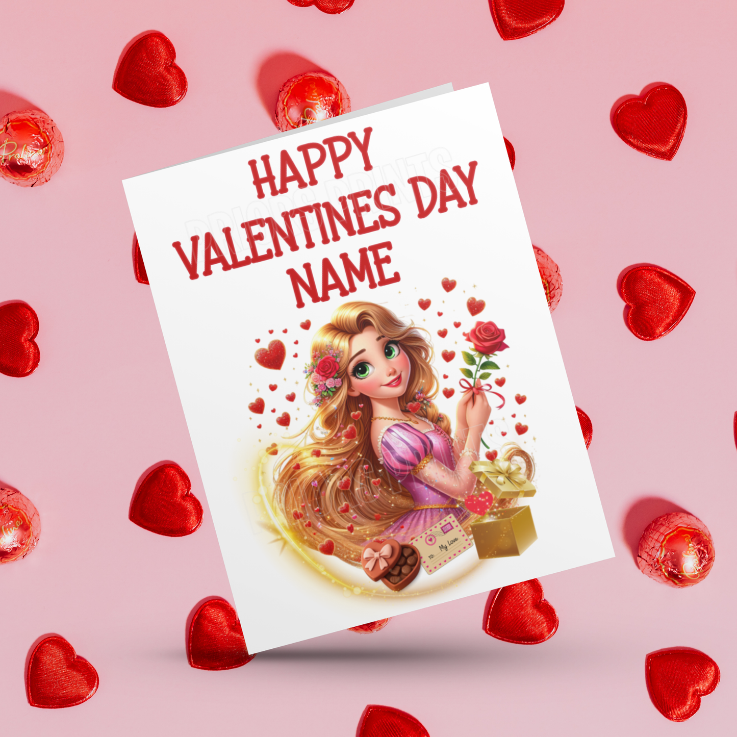 Princess Personalised Valentines Day Card  Anna  Belle  Cinderella  Merida Elsa  Jasmine  Ariel Mulan  Rapunzel  Snow White Sleeping Beauty
