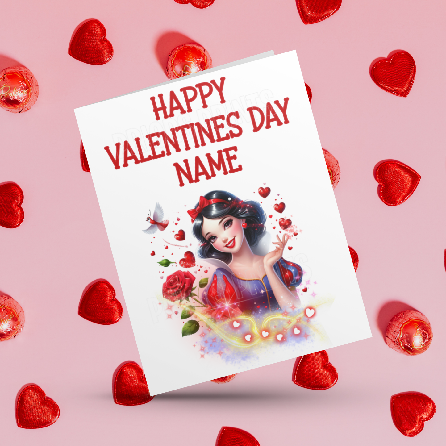 Princess Personalised Valentines Day Card  Anna  Belle  Cinderella  Merida Elsa  Jasmine  Ariel Mulan  Rapunzel  Snow White Sleeping Beauty
