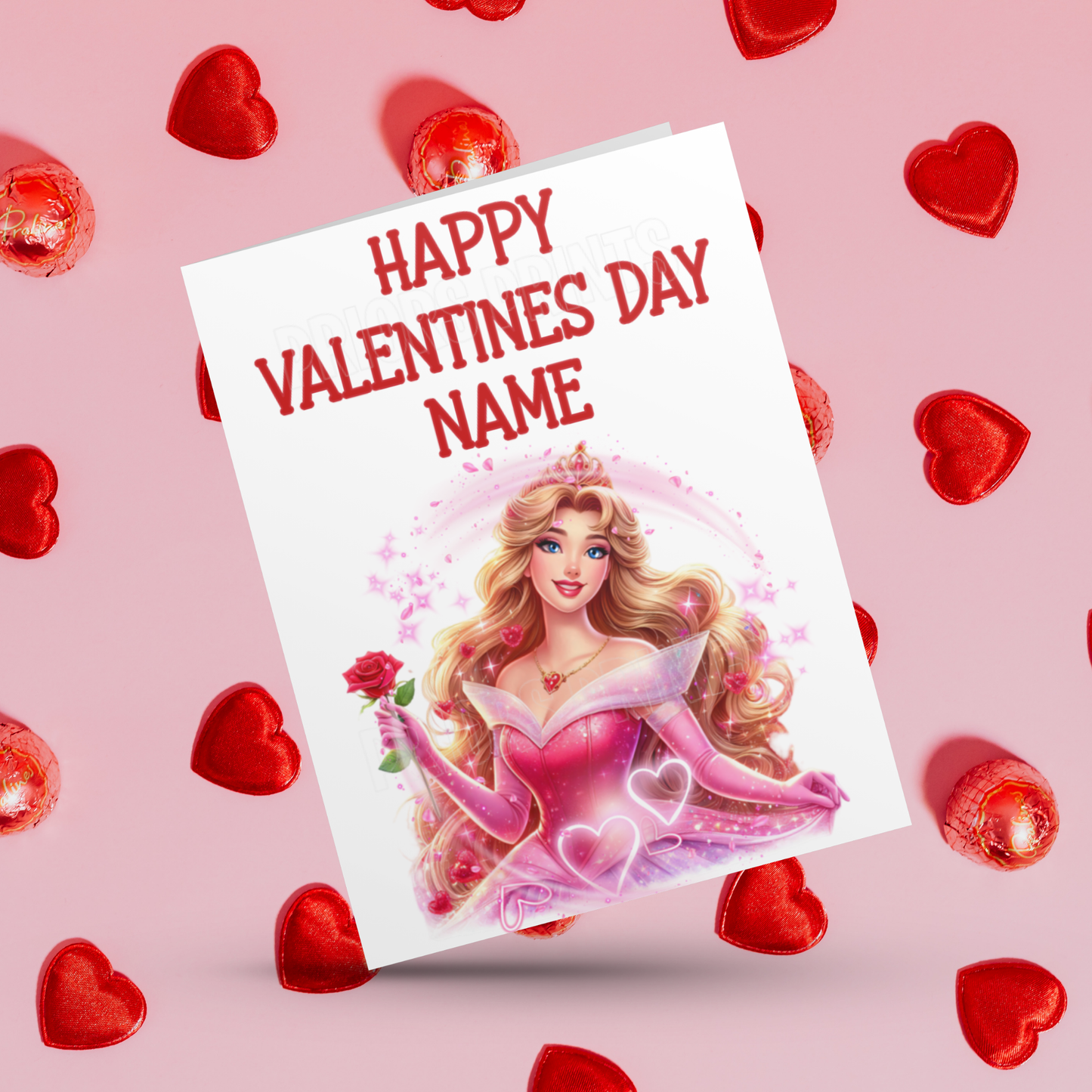 Princess Personalised Valentines Day Card  Anna  Belle  Cinderella  Merida Elsa  Jasmine  Ariel Mulan  Rapunzel  Snow White Sleeping Beauty