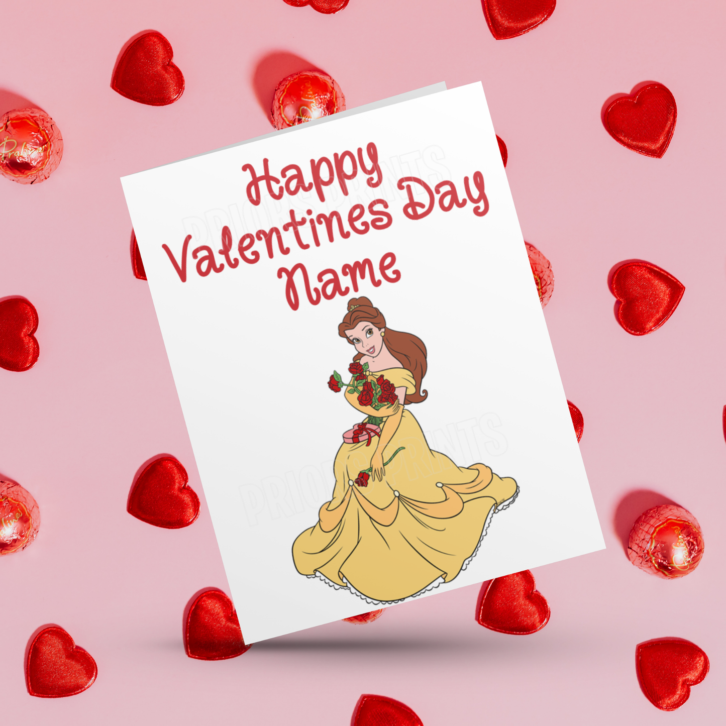 Cute Disney Princess Valentines Day Card Belle I Sleeping Beauty I Little Mermaid I Tiana I Rapunzel I Ariel I Beauty & The Beast I Tangled