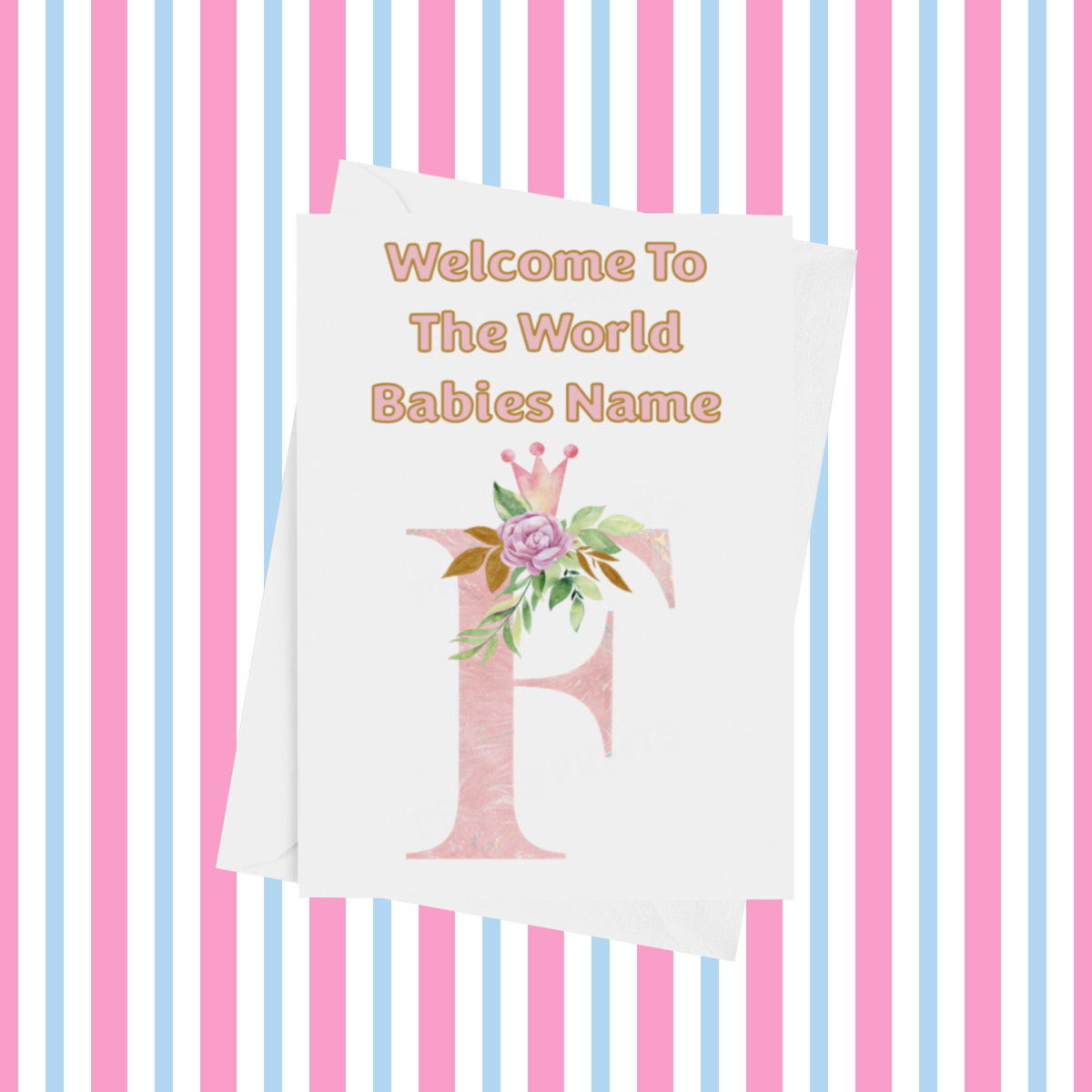 Welcome To The World Pink Crown Personalised Card for New Baby