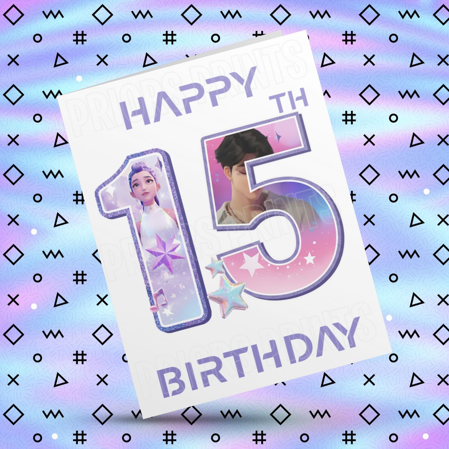 Personalised K Pop Demon Hunters Birthday Card with Age 4-19 Years