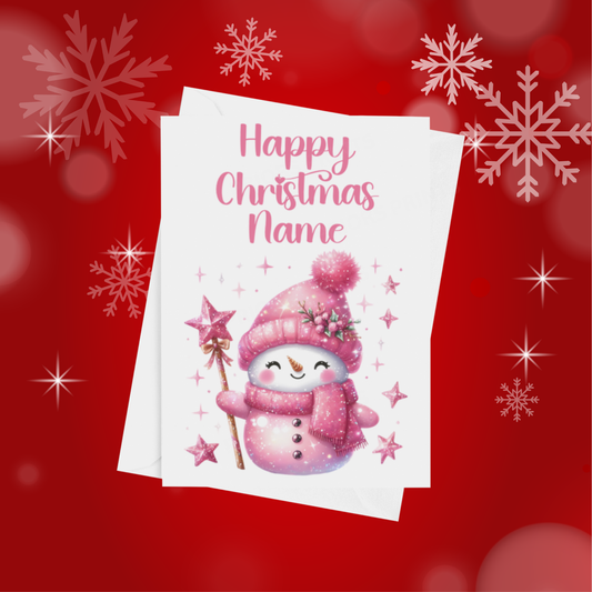 Cute Pink Personalised Christmas Card