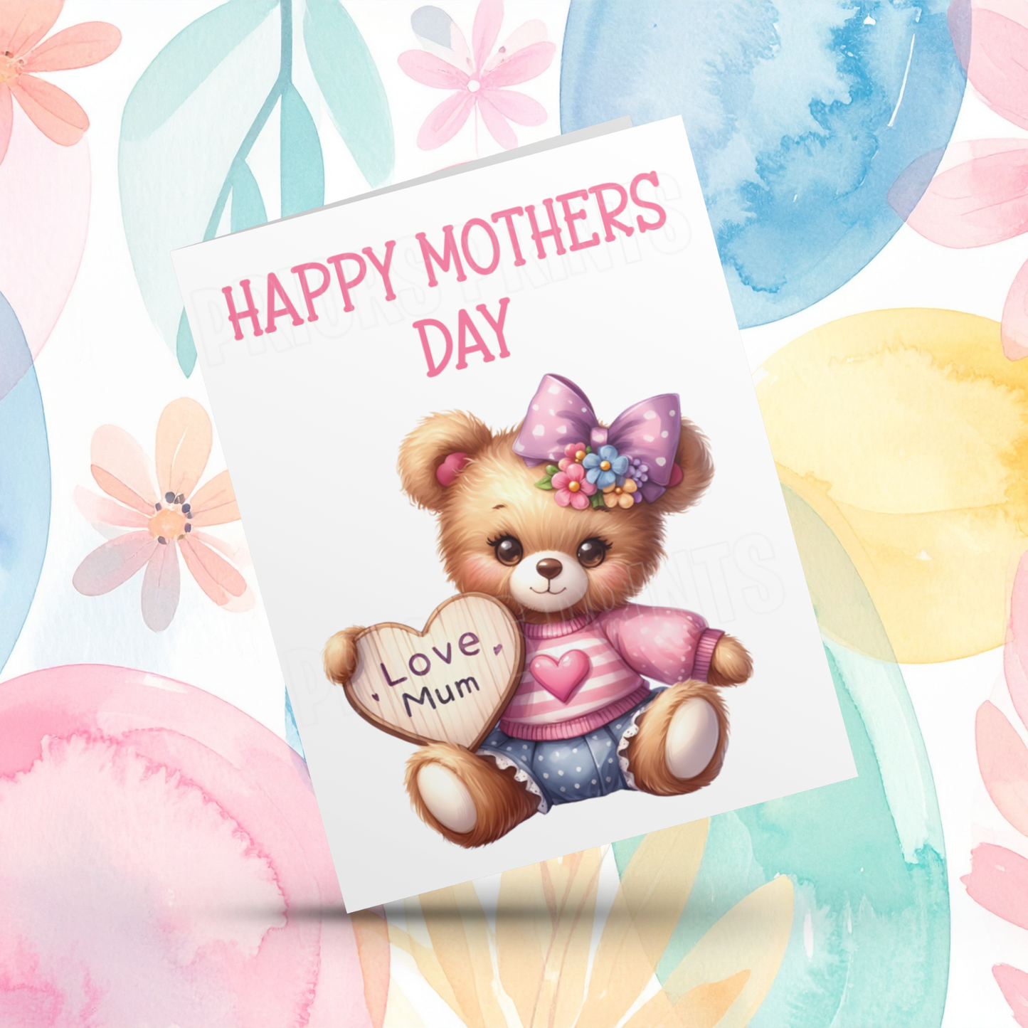 Cute Teddy Happy Mothers Day Card