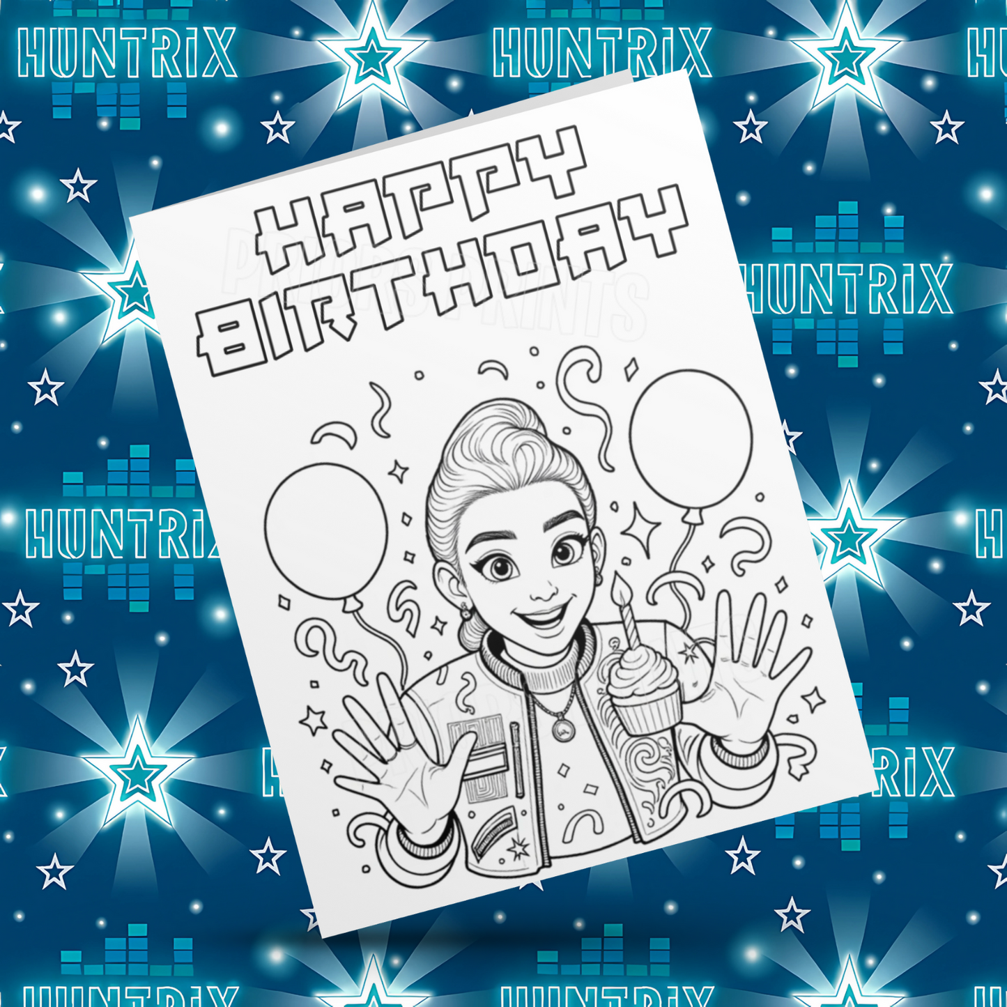 K-Pop Demon Hunters Colour Your Own Birthday Card