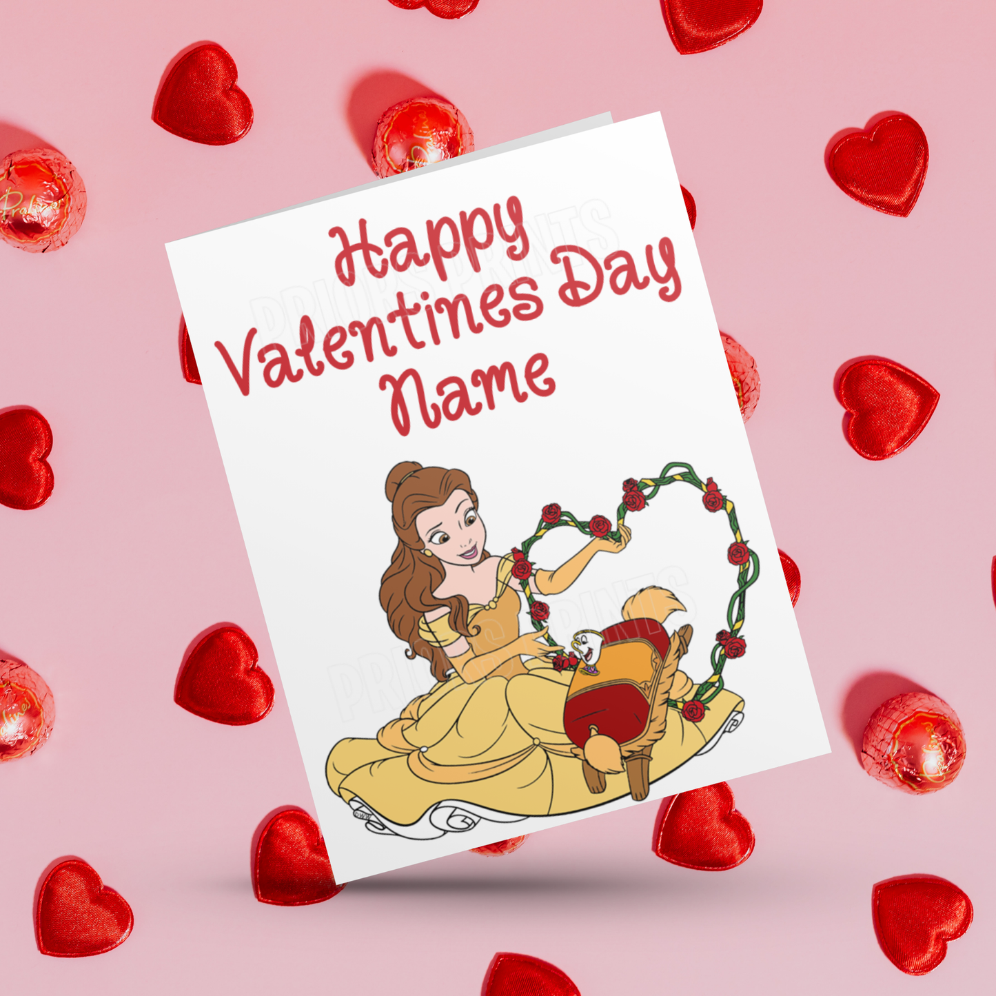 Cute Disney Princess Valentines Day Card Belle I Sleeping Beauty I Little Mermaid I Tiana I Rapunzel I Ariel I Beauty & The Beast I Tangled