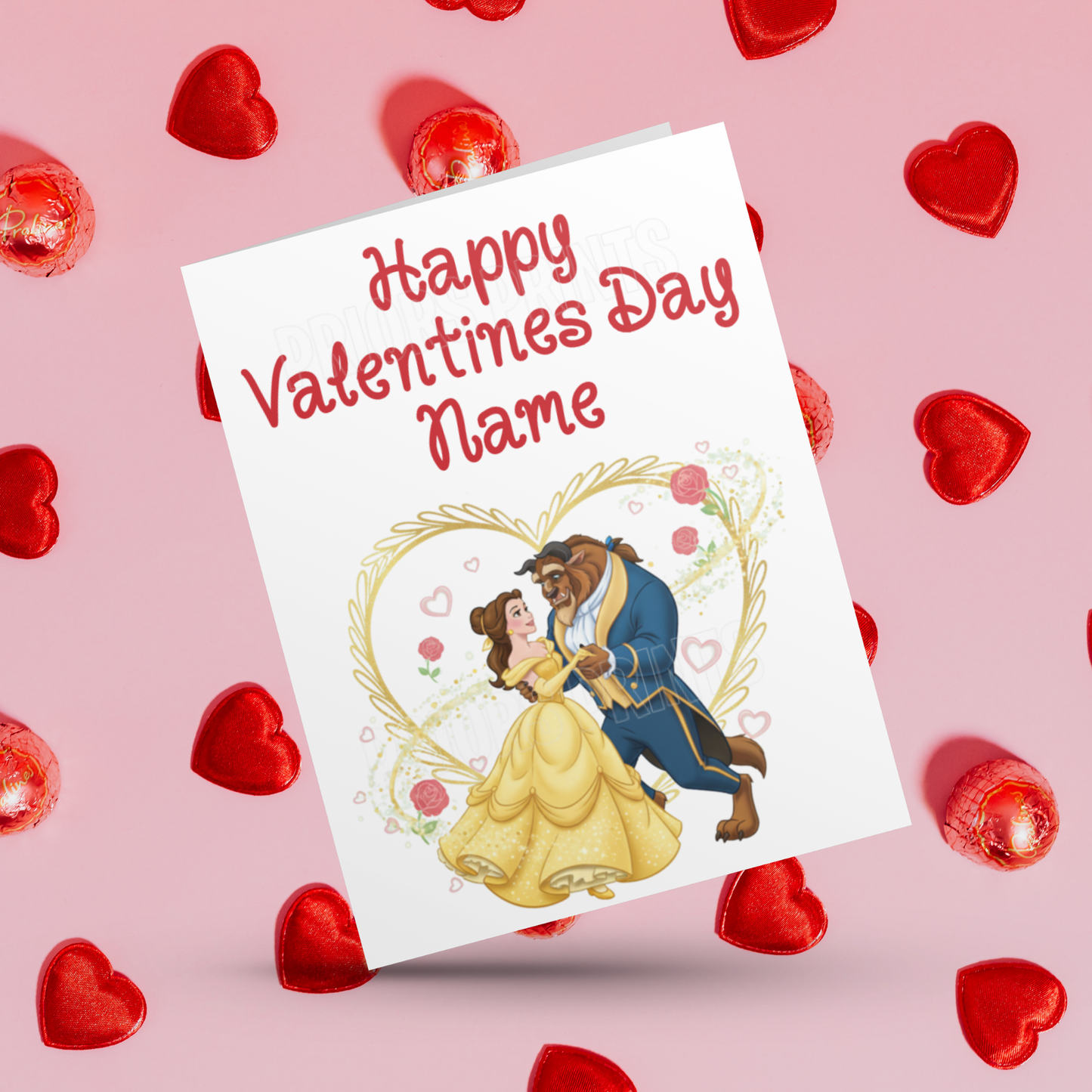 Cute Disney Princess Valentines Day Card Belle I Sleeping Beauty I Little Mermaid I Tiana I Rapunzel I Ariel I Beauty & The Beast I Tangled